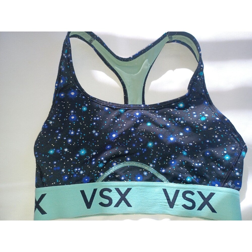 Victoria Secret VSX Sport Bra sz S Gym Blue Stars Galaxy Women's No wire